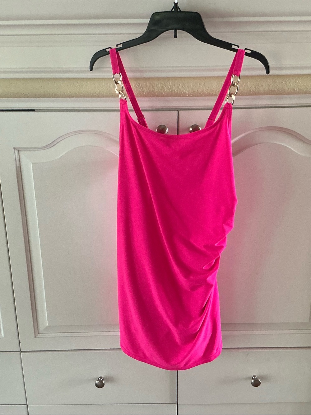Aleumdr Hot Pink Chain-Accent One-Piece Swimsuit size Large